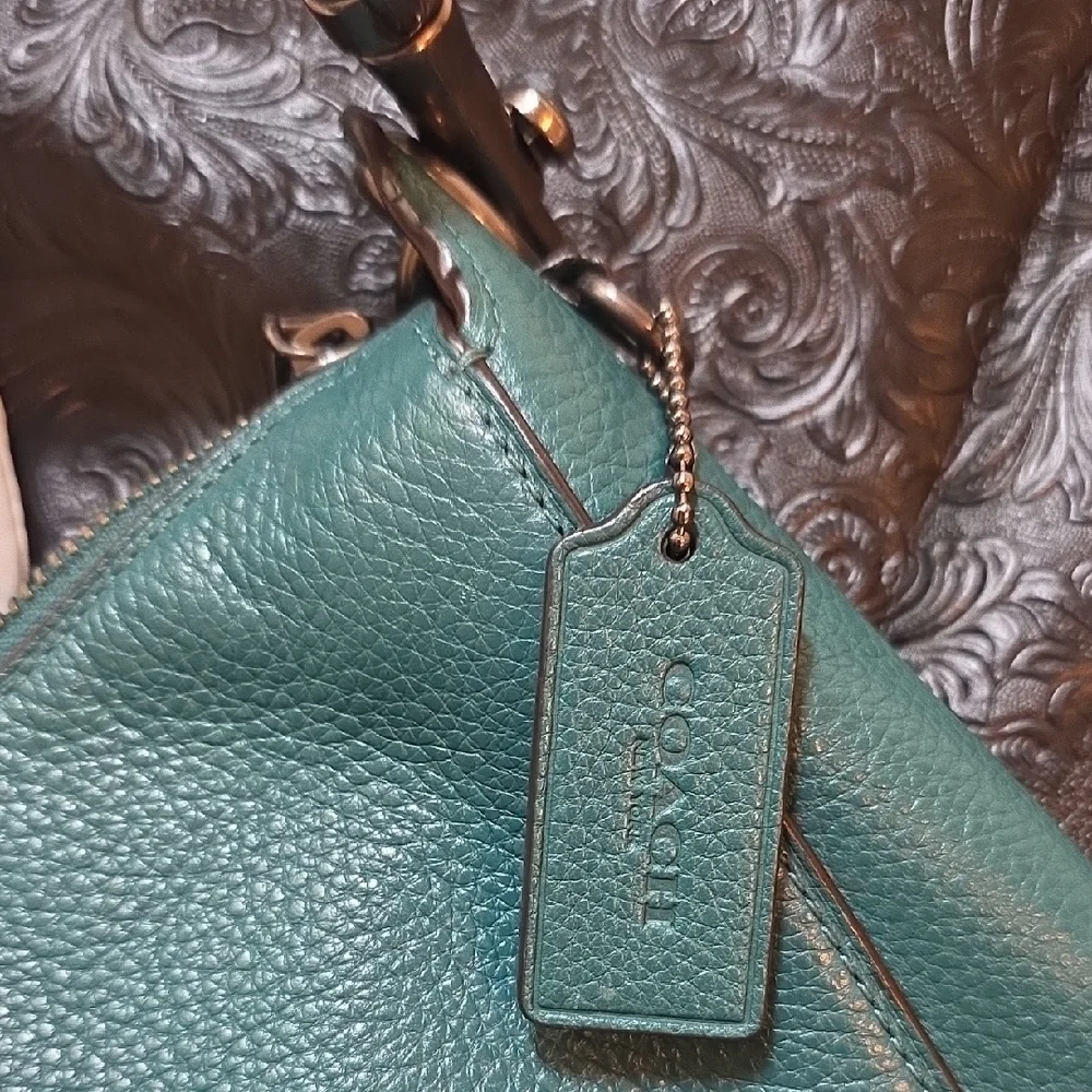 Coach Turquoise Leather Shoulder Bag Jes Hobo - Picture 3 of 9